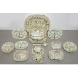 A BRAMELD GREEN PRINTED EARTHENWARE INDIA PATTERN DINNER SERVICE, 1825-42, THE SERVICE INCLUDING