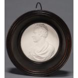 AFTER CRAWFORD (MEDALLIST), PLASTER BAS RELIEF PORTRAIT MEDALLION OF LORD BYRON, EARLY 19TH