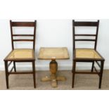 A BLEACHED OAK  OCCASIONAL TABLE, 20TH C,THE SQUARE TOP WITH SHAPED, CLEATED ENDS ON TURNED PILLAR