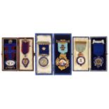 THREE SILVER GILT AND ENAMEL PRESIDENT'S AND OTHER JEWELS, INCLUDING ONE OF THE LICENSED VICTUALLERS