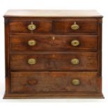 A GEORGE III MAHOGANY CHEST OF DRAWERS, 100CM H; 123 X 53CM AND AN OAK CHEST OF DRAWERS, 77CM H; 103