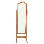 A MAHOGANY CHEVAL MIRROR, C1930, 150CM H X 40CM W Wood very faded, slight movement to stand