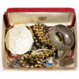 MISCELLANEOUS COSTUME JEWELLERY, A STRATTON COMPACT, ETC Most items in good condition