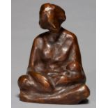 A BRONZE SCULPTURE OF A NURSING MOTHER  CAST FROM A MODEL BY G WORBOYS, C MID 20TH C, LIGHT BROWN