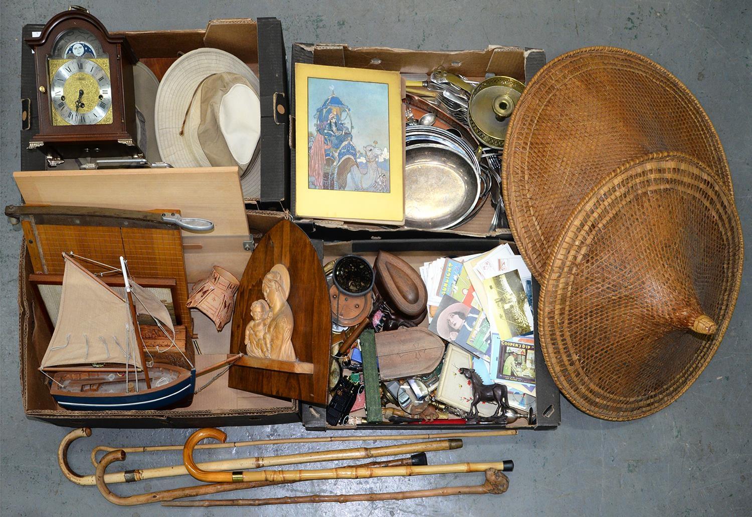 MISCELLANEOUS ITEMS, INCLUDING A VICTORIAN MAHOGANY WRITING BOX, 27CM W, A MODEL SAILING SHIP,