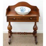 A VICTORIAN MAHOGANY WASH STAND, C1870, THE GALLERIED RECTANGULAR TOP WITH CENTRAL HOLE FOR BASIN