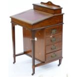 A VICTORIAN INLAID MAHOGANY DAVENPORT, 95CM H; 56 X 56CM Scuffs and scratches to edge of lid, two