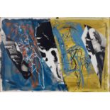 JOHN PIPER CH (1903 - 1992) - EYE AND CAMERA: BLUE TO OCHRE, SCREENPRINT MOUNTED SLIGHTLY TO