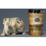 A JAPANESE SHIBAYAMA SCULPTURE OF A RICHLY CAPARISONED ELEPHANT, MEIJI PERIOD, OF IVORY AND