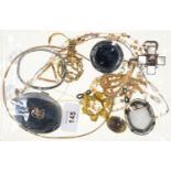 MISCELLANEOUS COSTUME JEWELLERY, INCLUDING A CROSS PENDANT MARKED DYRBERG/KERN , A VICTORIAN
