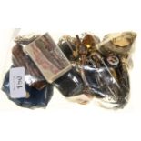 MISCELLANEOUS VICTORIAN AND LATER COSTUME JEWELLERY, A GILT TOOLED LEATHER JEWEL BOX, ETC Many items
