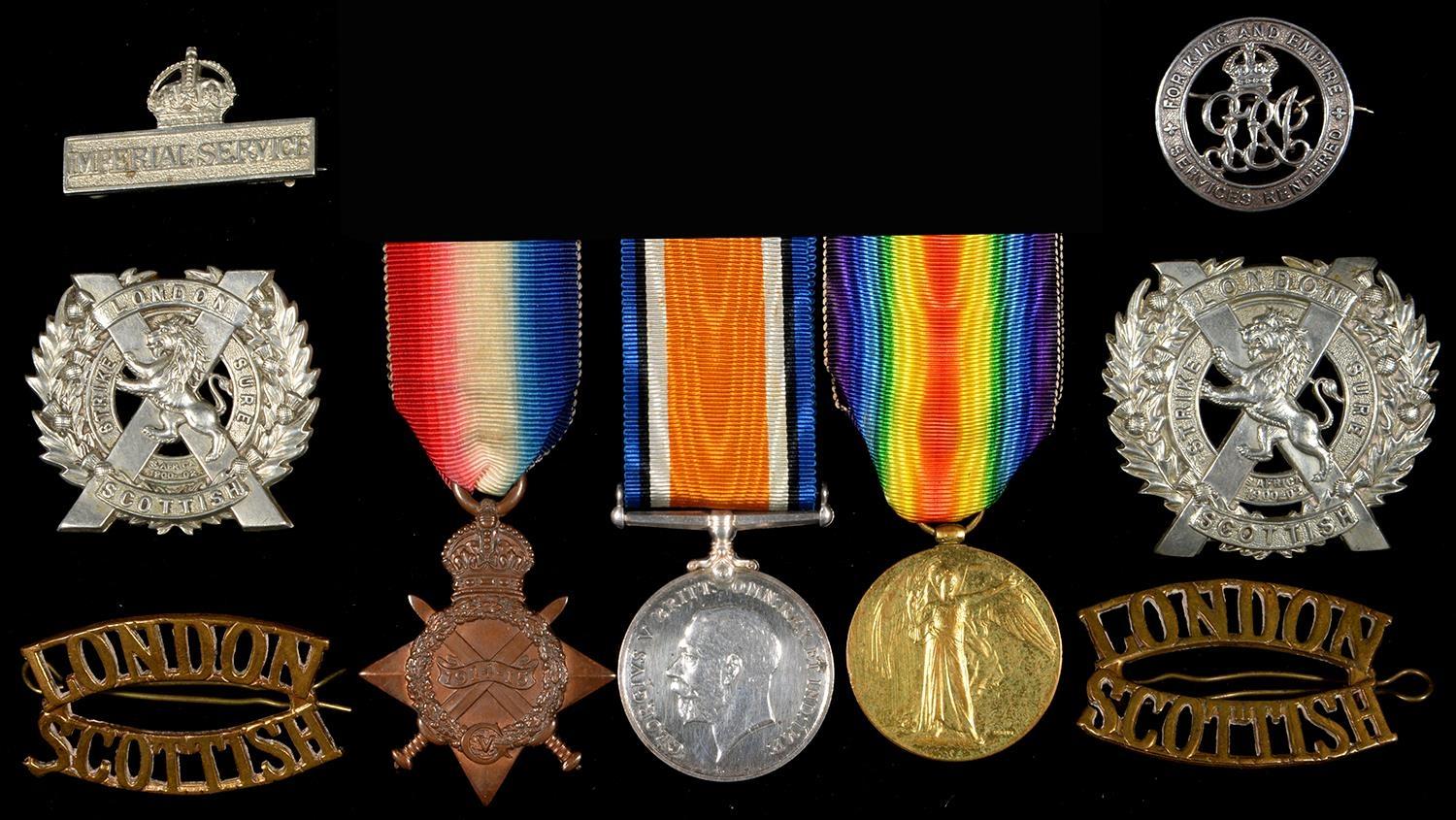 WWI GROUP OF THREE, 1914-15 STAR, BRITISH WAR MEDAL AND VICTORY MEDAL 3527 PTE T C KLEIN 14 LOND