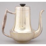 A NORWEGIAN MID CENTURY SILVER TEAPOT AND COVER, C1960 EBONISED  KNOP, 7.5CM H, BY DAVID ANDERSEN,