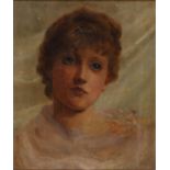 LIZZIE MAY WATSON, FL LATE 19TH CENTURY - HEAD OF A GIRL, SIGNED, OIL ON CANVAS, 34.5 X 28.5CM