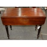A VICTORIAN MAHOGANY PEMBROKE TABLE, 70CM H; 88 X 82CM Top stained and scratched