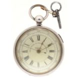 A SWISS SILVER PLATED LEVER CHRONOGRAPH, WILLIAM TELL REGISTERED, LATE 19TH C, 55MM Glass yellowed