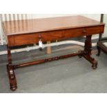 A VICTORIAN MAHOGANY WASHSTAND, C1880, THE OBLONG TOP WITH MOULDED LIP AND FITTED TWO DRAWERS, ON