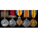 AFRICAN CAMPAIGNS - WWI GROUP OF FIVE, QUEEN'S SOUTH AFRICA MEDAL, FOUR CLASPS, CAPE COLONY ORANGE