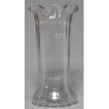 AN EDWARDIAN GLASS VASE, C1905, WITH FRILLED RIM AND SWOLLEN BASE, 60CM H, POLISHED PONTIL SCAR