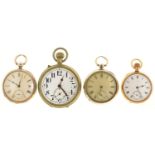 ONE GOLD PLATED AND TWO SILVER LEVER WATCHES, THE FIRST KEYLESS, VARIOUS SIZES, SILVER WATCHES