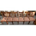 A SET OF SIX EDWARDIAN MAHOGANY AND LINE INLAID DINING CHAIRS, EARLY 20TH C Scratches and wear