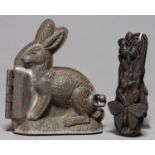 AN ENGLISH CHOCOLATIER'S TINPLATE EASTER BUNNY CHOCOLATE MOULD BY RANDLE & SMITH BIRMINGHAM, EARLY