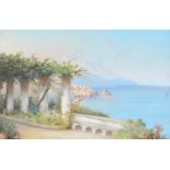 NEOPOLITAN SCHOOL, LATE 19TH C - COASTAL SCENE, INDISTINCTLY SIGNED, GOUACHE, 30 X 47CM Stain in