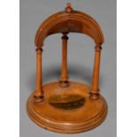 SCOTTISH SOUVENIR WOODWORK. A VICTORIAN MAUCHLINE WARE SYCAMORE 'TEMPIETTO' WATCH STAND WITH