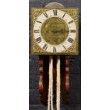 AN ENGLISH BRASS THIRTY HOUR WALL CLOCK, STEDMAN GODALMING, 18TH C, WITH 10" BRASS DIAL ENGRAVED