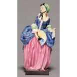 A ROYAL DOULTON BONE CHINA FIGURE OF MIRANDA, 1937-49, MODELLED BY LESLEY HARRADINE, 21.5CM H,