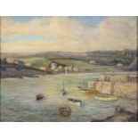 VICTOR FREDERICK WEBB (1905-1975) - HARBOUR SCENE, OIL ON HARDBOARD, THE ARTIST'S VISITING CARD