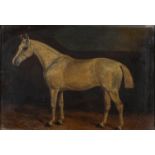 ATTRIBUTED TO WALTER HARROWING (C1838-1913) - PORTRAIT OF A WHITE HORSE, 'GREY MIST', OIL ON CANVAS,