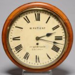 A VICTORIAN MAHOGANY FUSEE WALL TIMEPIECE, W PATIENT 177 BROMPTON RD LONDON, LATE 19TH C, WITH