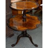 A CARVED MAHOGANY TWO TIER DUMB WAITER, LATE 20TH C IN GEORGE II STYLE, 84CM H Good condition