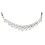 A  DIAMOND NECKLET IN WHITE GOLD, 43CM L, MARKED 18K, 14.7G Light wear