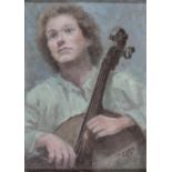 R STONE, 20TH CENTURY - THE CELLIST, SIGNED AND INDISTINCTLY DATED, OIL ON BOARD, 22.5 X 16CM Good