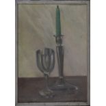 ELLA COATES (1884-1937) - THE GREEN CANDLE; NOCTURNE, TWO, OIL ON BOARD OR CANVAS, 34.5 X 24CM AND