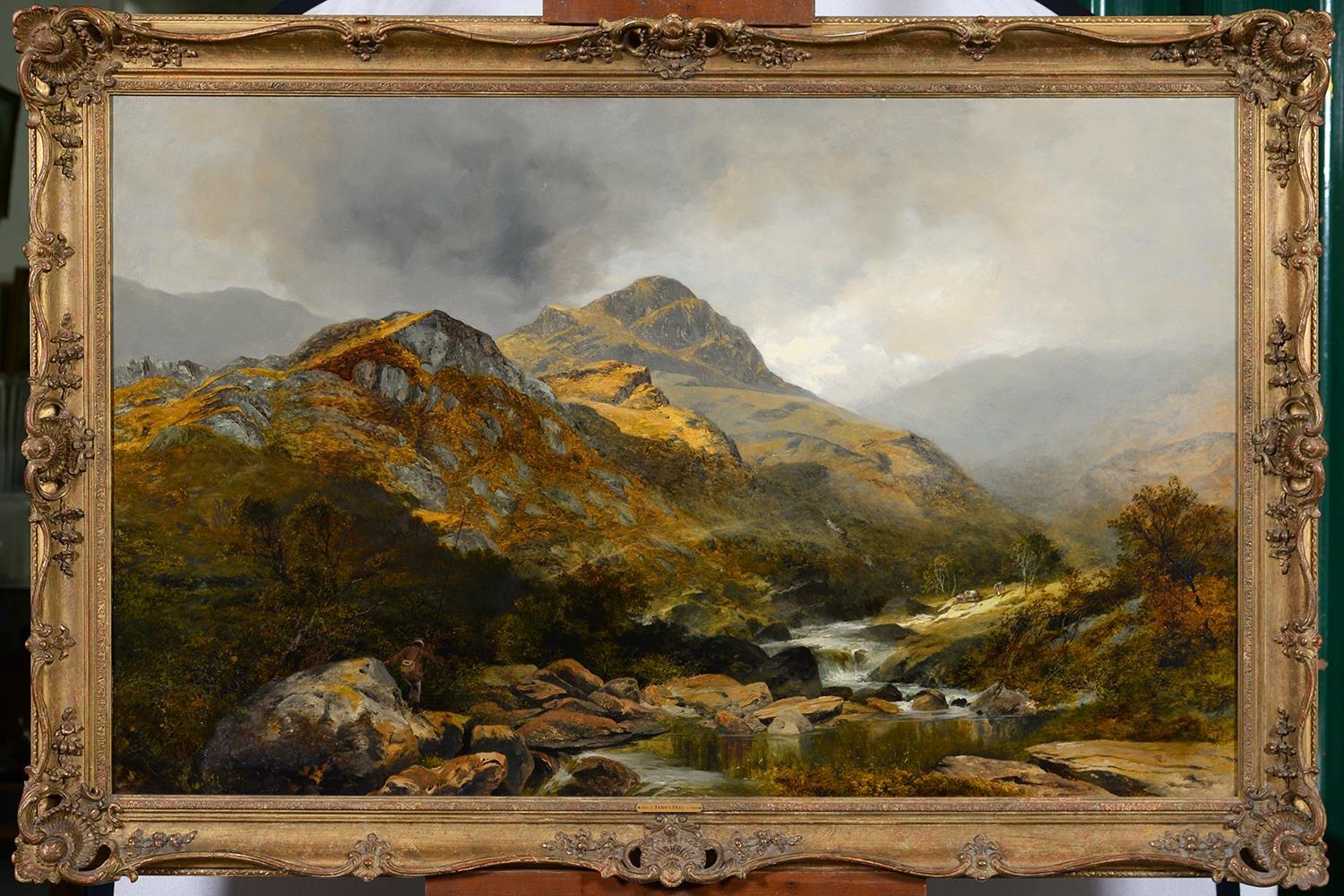 JAMES PEEL (1811-1906) - A MOUNTAIN TORRENT WITH ANGLER ON ROCKS, SIGNED WITH MONOGRAM AND DATED - Image 2 of 3