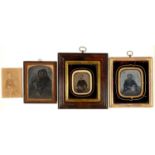 VICTORIAN PHOTOGRAPHY. THREE VICTORIAN AMBROTYPES AND A CARTE DE VISITE, VARIOUS SUBJECTS AND SIZES,