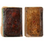ISLAMIC MANUSCRIPTS.  QUR'AN, TWO, IN CONTEMPORARY QAJAR LACQUER BINDINGS, 19TH C, 19.5 X 12.5CM AND