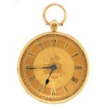 AN ENGLISH 18CT GOLD LEVER WATCH, HENRY ELLIS EXETER 42215, WITH GOLD DIAL AND BLUED STEEL HANDS