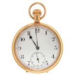 A 9CT GOLD KEYLESS LEVER WATCH WITH 15 JEWEL MOVEMENT NO 654411, DETACHABLE PLATED CUVETTE, GOLD
