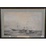 A VICTORIAN LITHOGRAPH OF THE ROYAL MAIL STEAMSHIP ASIA, 35 X 56.5CM AND A SMALL QUANTITY OF