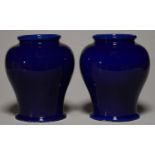 A PAIR OF VICTORIAN COBALT GLAZED EARTHENWARE  SHOP JARS, MID 19TH C, 24CM H A few light glaze