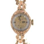 AN EVERITE  9CT GOLD LADY'S WRISTWATCH AND 9CT GOLD BRACELET, 13.3G Good condition, movement in