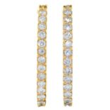 A PAIR OF DIAMOND HOOP EARRINGS IN GOLD, 16MM, MARKED 18K, 1.5G Good condition