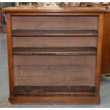 A VICTORIAN MAHOGANY OPEN BOOKCASE, LATE 19TH C, 108CM H; 26.5 X 107CM Top with old water and