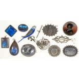 TWELVE VICTORIAN AND EARLY 20TH C  SILVER BROOCHES INCLUDING FOUR 1920S BUTTERFLY WING BROOCHES