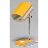 ITALIAN DESIGN. A PROVA CHROMIUM PLATED STEEL AND MUSTARD ENAMELLED ADJUSTABLE DESK LAMP, C1970,