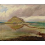 EDGAR M WARD, FL LATE 20TH CENTURY - ST MICHAEL'S MOUNT, SIGNED AND INSCRIBED, OIL ON CANVAS, 55 X